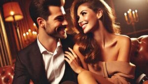 Par som smiler frækt til hinanden